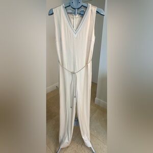 Peserico Cream Wide-Leg Jumpsuit, Unique details, Elegant style